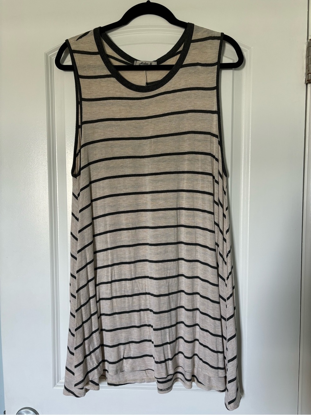 Aiden Cream Tank Top with Black Stripes